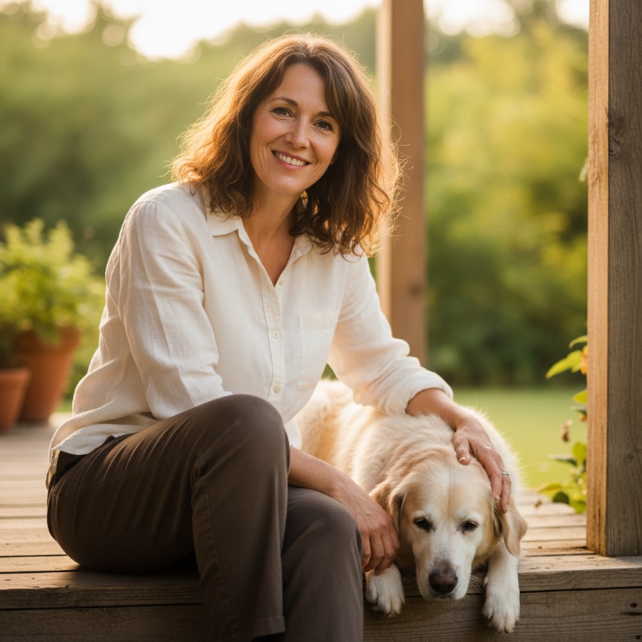 Author with her senior dog
